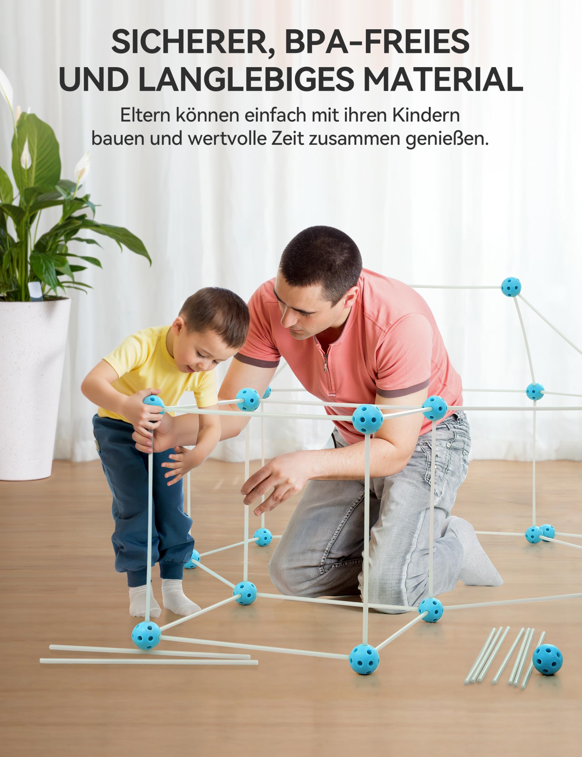 besrey Höhle Bauen Kinder – 144PCS Konstruktionsspielzeug mit Wurfspiel, Kinder Höhle, Outdoor Garten Spielzeug, Kreatives Bauset für Indoor/Outdoor, XXL Bausteine, Höhlenbauset 9