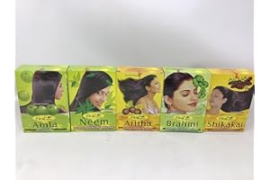 HABP GLOBAL Hesh herbal powder Varieties for Hair- Amla, Aritha, Brahmi, Shikakai and Neem Leaf (Pack of 5)
