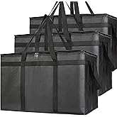 Bodaon 3-Pack Insulated Food Delivery Bag, XXXL Pizza Cooler Bags, Rideshare Delivery Bag, Thermal Cold/Hot Styrofoam Carrier for Catering/Shopping/Travel/Car, Warmer/Frozen