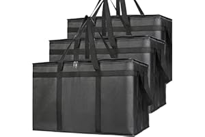 Bodaon 3-Pack Insulated Food Delivery Bag, XXXL Pizza Cooler Bags, Thermal Cold/Hot Styrofoam Carrier for Catering/Shopping/Doordash/Travel/Car, Warmer/Frozen, Dashers Door Dash Accessories