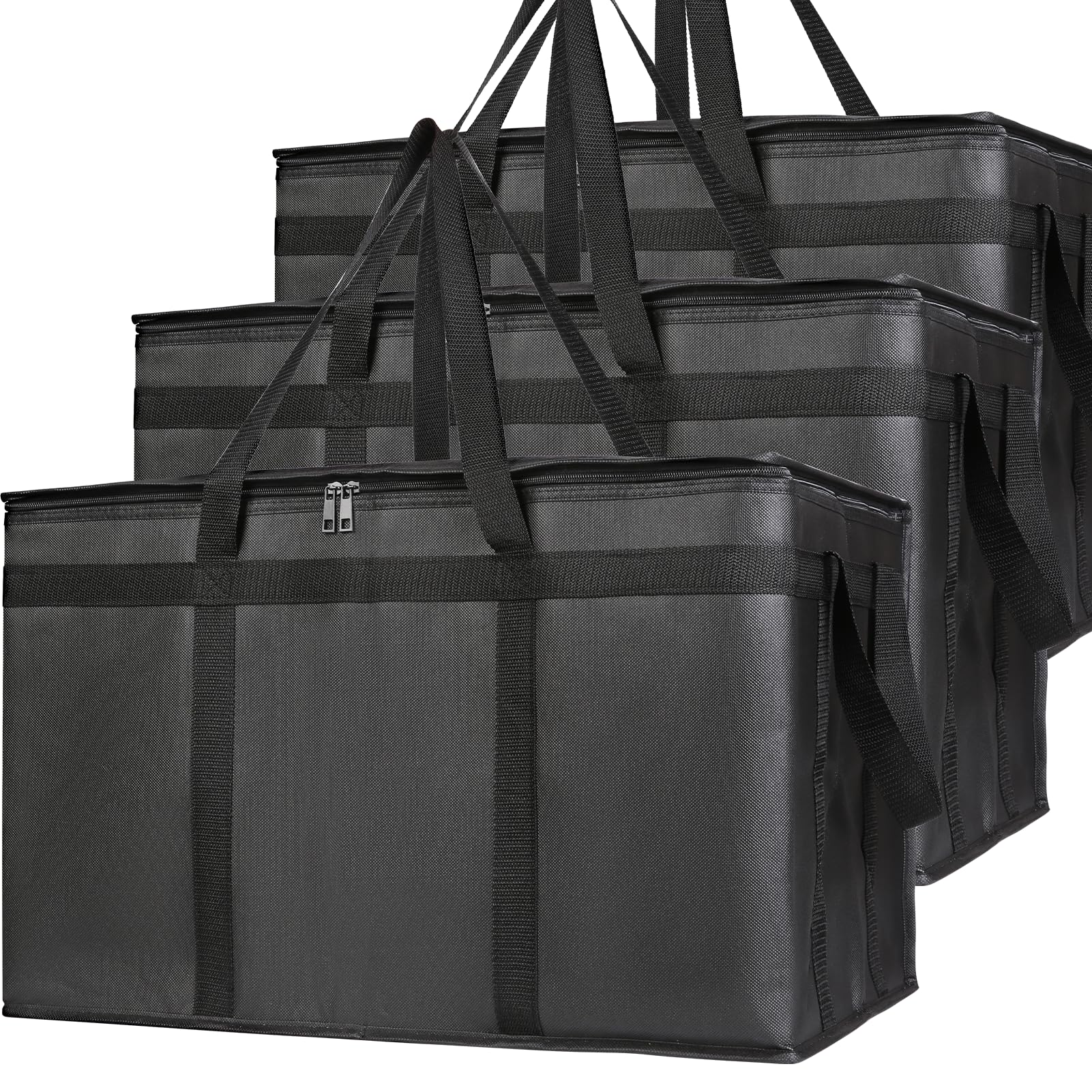 Photo 1 of Bodaon 3-Pack Insulated Food Delivery Bag, XXXL Pizza Cooler Bags, Thermal Cold/Hot Styrofoam Carrier for Catering/Shopping/Doordash/Travel/Car, Warmer/Frozen, Dashers Door Dash Accessories
