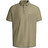 LuxMania Men's Casual Short Sleeve Bubble Jacquard Polo Shirt Solid Collared T-Shirt Golf Polo Shirts with Pocket