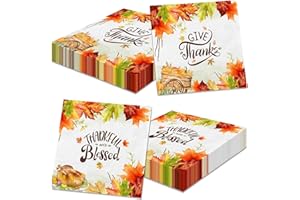 CMUSKO 40Pcs Thanksgiving Napkins, Give Thanks Disposable Dinner Napkins Thankful Blessed Fall Paper Napkins, Pumpkin Leaves Thanksgiving Napkins for Autumn Harvest Thanksgiving Party Supplies