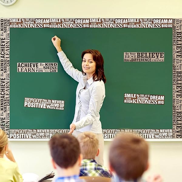 BEYUMI POSITIVE SAYINGS BORDER TRIM – 80PCS BACK TO SCHOOL WOOD GRAIN FARMHOUSE POSITIVE SAYINGS STRAIGHT BULLETIN BOARD BORDERS GRAINY MOTIVATIONAL INSPIRATIONAL QUOTA SCHOOL OFFICES CHALKBOARD DECOR