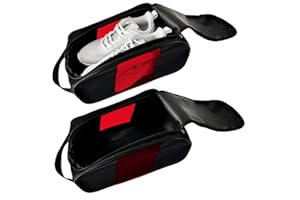 Voyboced 2 Pcs Golf Shoe Bag for Travel, Outdoor Zippered Sports Shoe Carrier Tote with Ventilation, Protective Shoe Storage Pouch for Men Women (Black/Red)