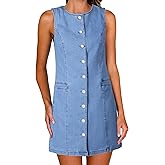 Nitzana Women's Denim Dress Jean Sleeveless Button Down Shirt Mini Tank Casual Summer Dresses with Pocket 2026 Trendy Outfits