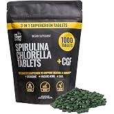 On Target Living Spirulina Chlorella + CGF | 1000 Supergreen Tablets | Vegan | High in Protein | Alkalyzing | Nutrient Dense | Energy | Recovery