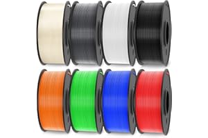 3D Printer Filament Bundle Multicolor, JAYO PLA Filament 1.75mm, Neatly Wound Filament 2kg, 250g Spool, 8 Pack, Black+White+G