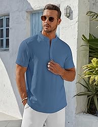 COOFANDY Men's Henley Shirt Short Sleeve Band
