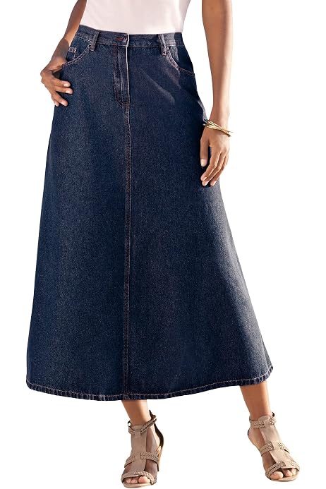 Classic Cotton Denim Long Skirt 