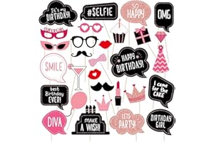 Birthday Photo Booth Props Kit, Easy-to-Use Photobooth Props Signs for Memorable Photos & Unforgettable Celebrations Birthday