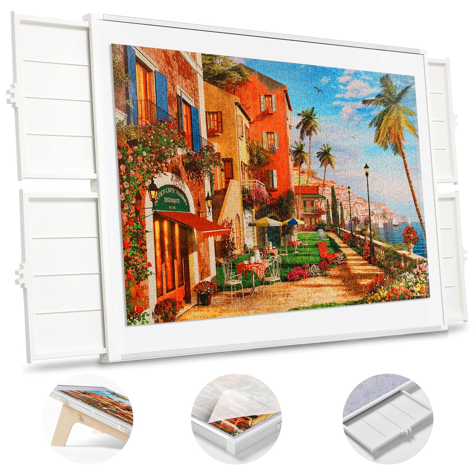 1500 Pieces Rotating Puzzle Board with Drawers and Cover, Dual-Sided Portable Jigsaw Puzzle Table,Tilt&Lazy Susan,Gift for mom Adults (Gray, 1500-piece)