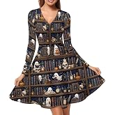 Forchrinse Colorful Mushroom Dress for Women Long Sleeve Midi Sundress Mushroom Dresses for Party Casual Wedding Birthday