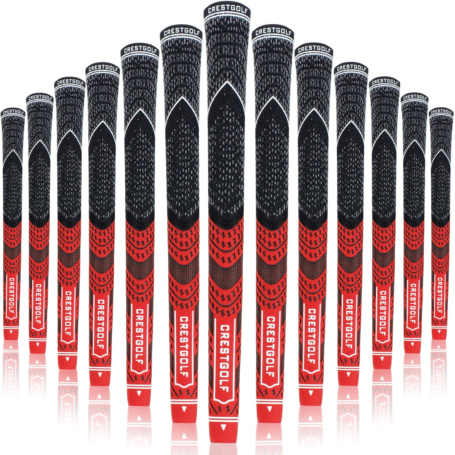 CRESTGOLF Updated Multi-Compound Golf Grips for Golf Clubs Set of 13,More Anti-Slip, Ecological Cotton Yarn Thread Technology, Midsize or standard size for you (Mid Size, Red)