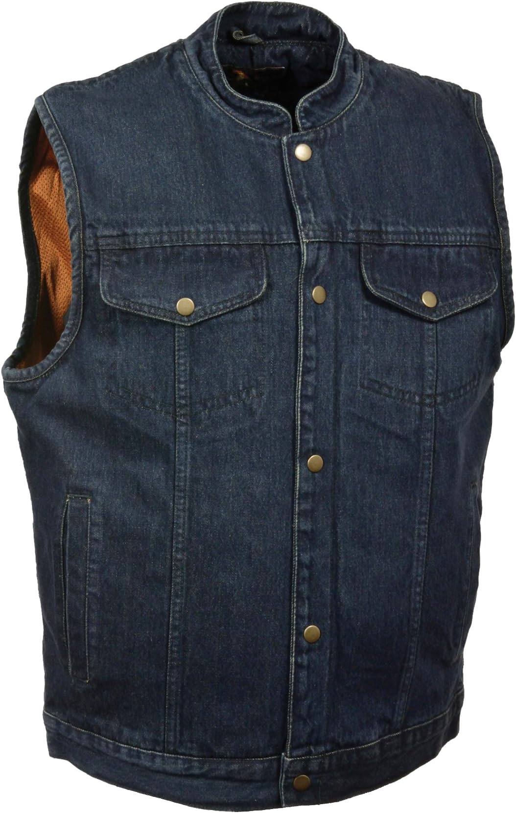 Milwaukee LeatherDM2238 Men's Classic Black Denim Club Style Vest with Snap Button Closure