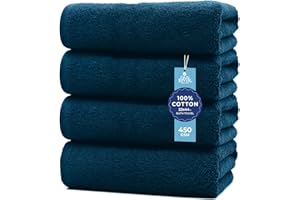 DAN RIVER 4 Pack Cotton Bath Towels – 22x44 Inches, Lightweight, Super Absorbent, Quick Drying, Soft & Durable Thick Bath Towels Blue Opal for Home, Gym and Spa.