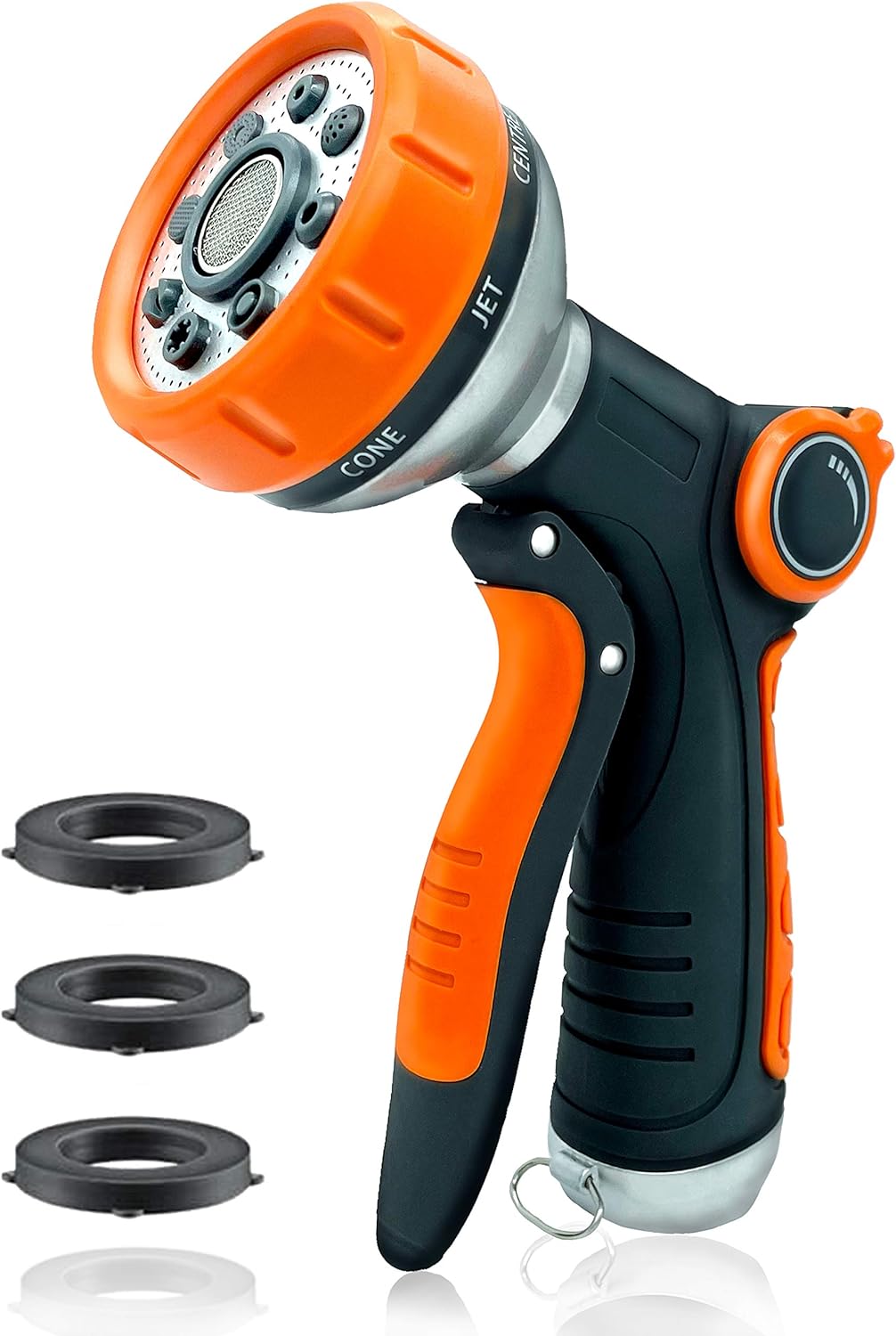 Uniticber Garden Hose Nozzle Water Hose Nozzle with 8 Adjustable Spray Patterns - Heavy Duty Hand Sprayer with Flow Control Perfect for Watering Plants Cleaning Cars Showering Pets