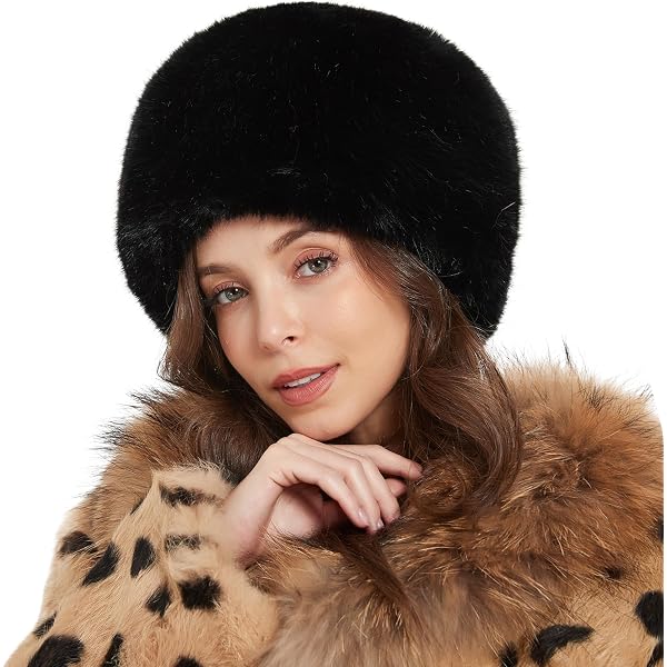 Dikoaina Faux Fur Cossack Russian Style Hat for Ladies 