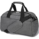 14 inch Small Gym Bag for Women & Men, Mini Duffel Bag for Travel Sports Lightweight Carry On Bag, Grey