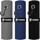 Puomue Waffle Pattern Microfiber Golf Towels with Carabiner Clip - The Convenient Golf Cleaning Towel 16" x 16"