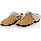 PowerStep Archwear Women's Orthotic Slippers, Arch Support Slippers, Plantar Fasciitis Relief, Neutral Arch, Shock Absorbing Sole, Lightweight, Orthotic House Shoes, Non Slip Tread (Light Brown & Black)