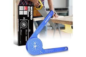 WORKPRO Aluminum Miter Saw Protractor, 7.3 Inch Angle Finder Featuring Precision Laser Engraved Scales for Inside and Outside Corner, Carpenters, Plumbers and All Building Trades, 360° Rotation, Blue