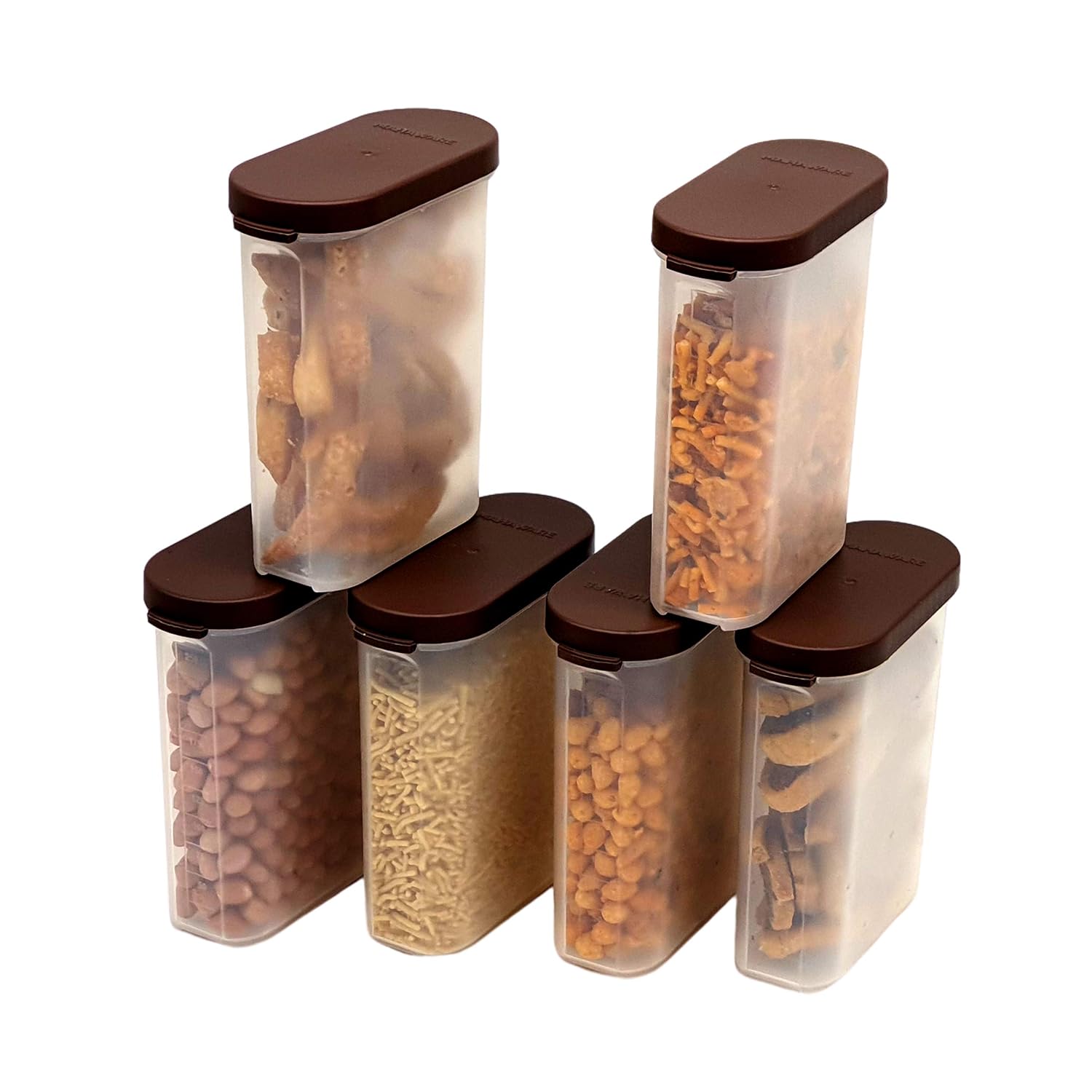 Mahaware Modular Mini Oval Plastic Kitchen Container Set, 275ml, Set of