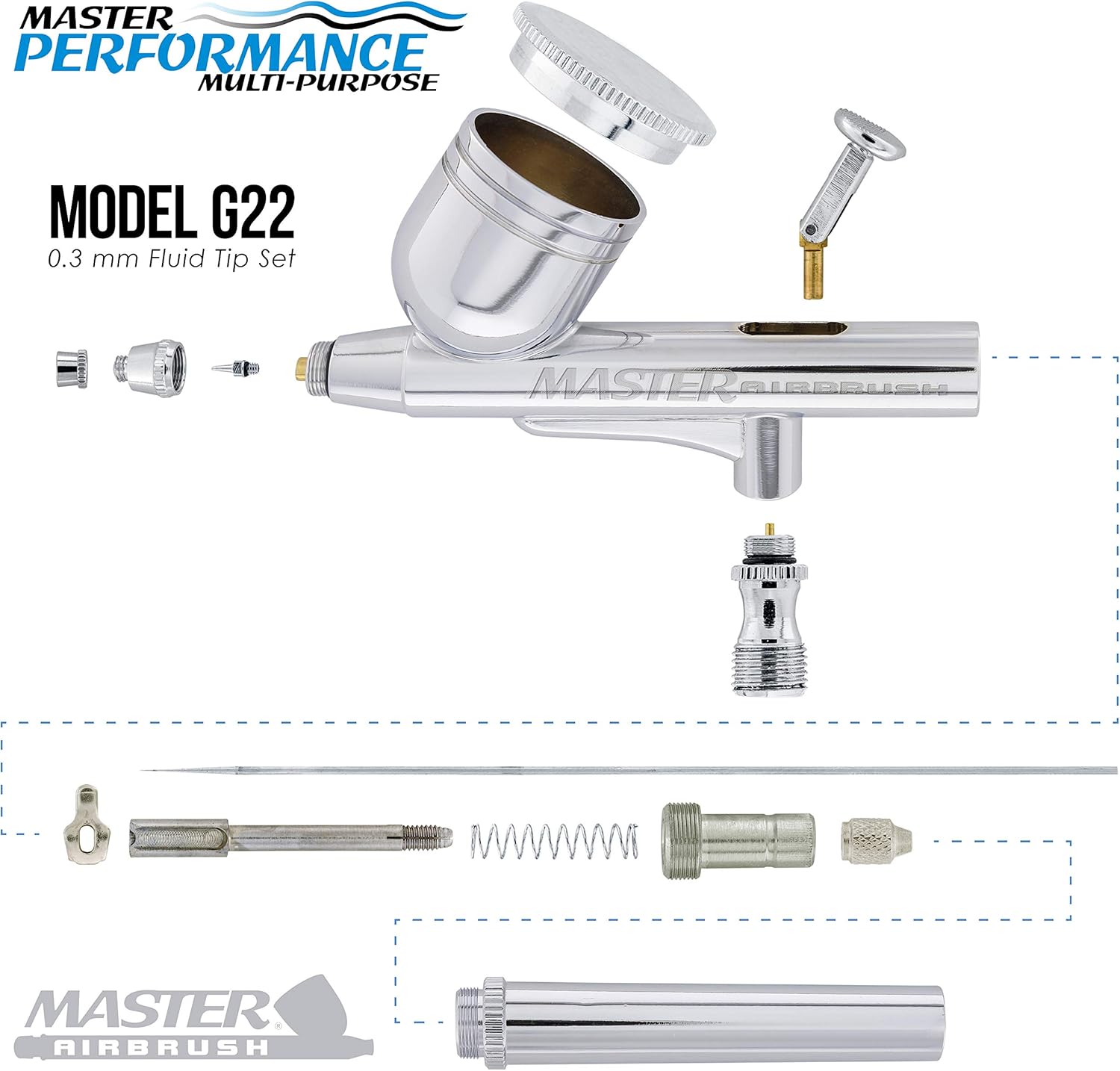 Master Airbrush Multi-purpose Gravity Feed Dual-action Airbrush Kit with 6 Foot Hose and a Powerful 1/5hp Single Piston Quiet Air Compressor: Arts, Crafts & Sewing