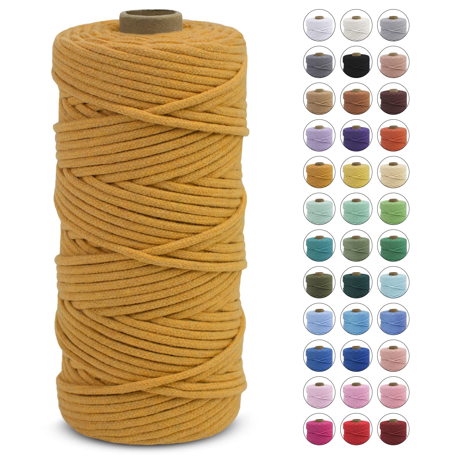 LEREATI Macrame Cord 3mm x 100m, Thick Cotton Macrame Rope Yarn, Natural Craft Rope for Plant Hanger, Wall Hanging, DIY Crafts, Decorations (Golden) — image 1