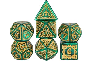 Poludie Dice DND, Polyhedral Dice Set(7 Pcs) D&D Dice with Leather Dice Bag for Dungeons and Dragons Role Playing Dice Games RPGs(Druid - Green)