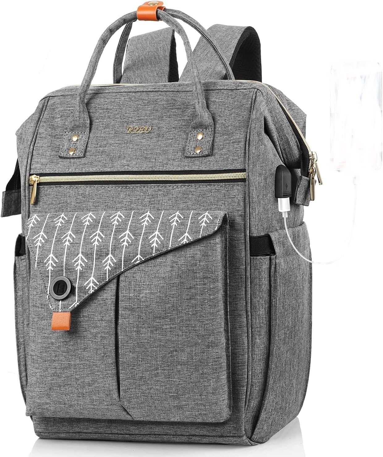 Photo 1 of RJEU Laptop Backpack for Women, Travel School Backpack With USB Charging Port, Water Resistant Computer Bag Work Purse, Casual Daypack for Girls, Teacher Nurse Backpack, Gift for Women