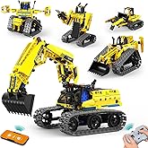 LECPOP 5 in 1 Building Toys STEM Robotics Kit, 430 PCS Blocks RC Robot Erector Sets, APP & Remote Control Excavator Science K