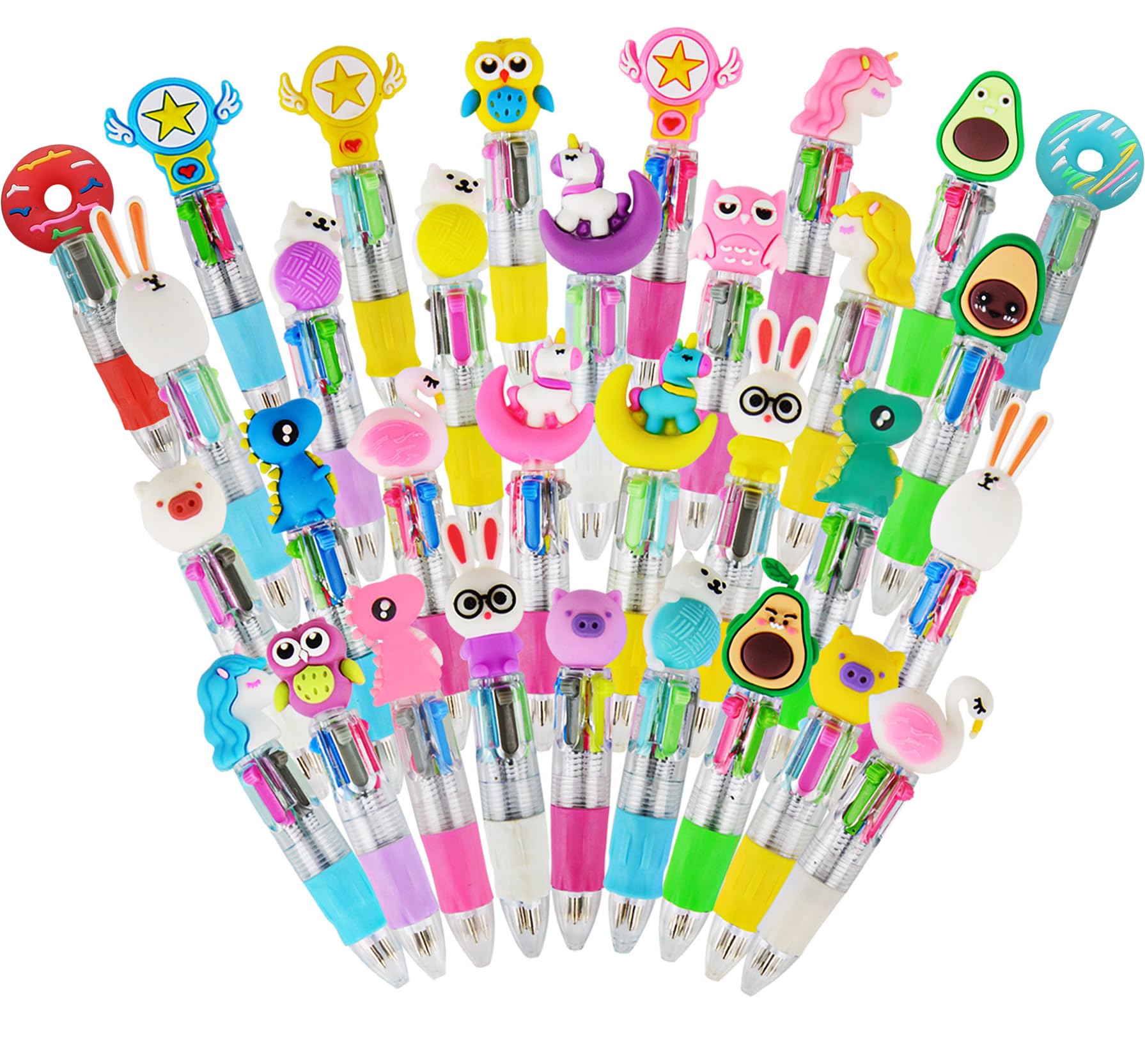 Xndryan Party Bag Fillers for Kids, 32Pcs Mini Pens Multi-Coloured Ballpoint Pen Cute Pens for Kids Party Favours School Prizes Class Gifts for 30 Children