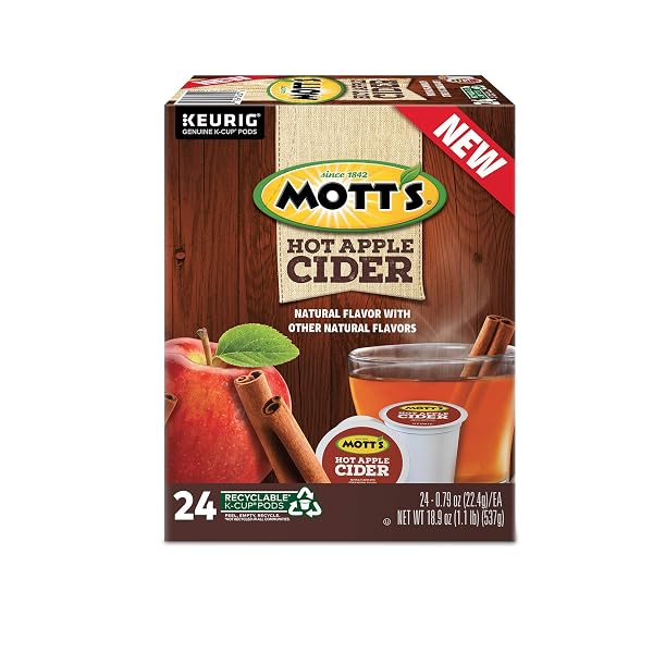 KEURIG MOTT’S HOT APPLE CIDER, KEURIG SINGLE SERVE K-CUP PODS, FLAVORED K CUPS, 24 COUNT