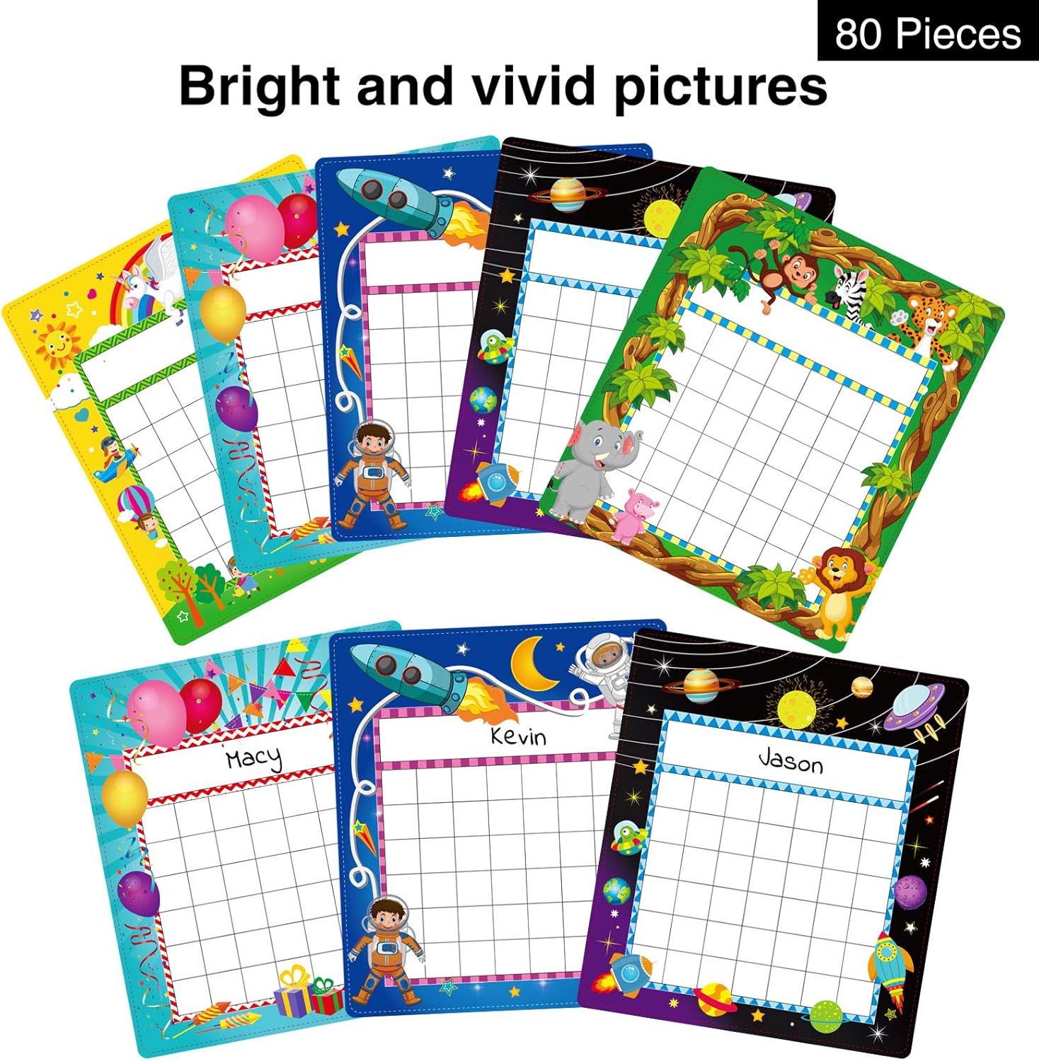 80 Incentive Chart Reward Tracking Chart, Colorful Incentive Pad in 5 Themes Designs with 2000 Star Stickers for Classroom Teachers Students, Chore Responsibility, School Attendance, Homework Progress : Office Products
