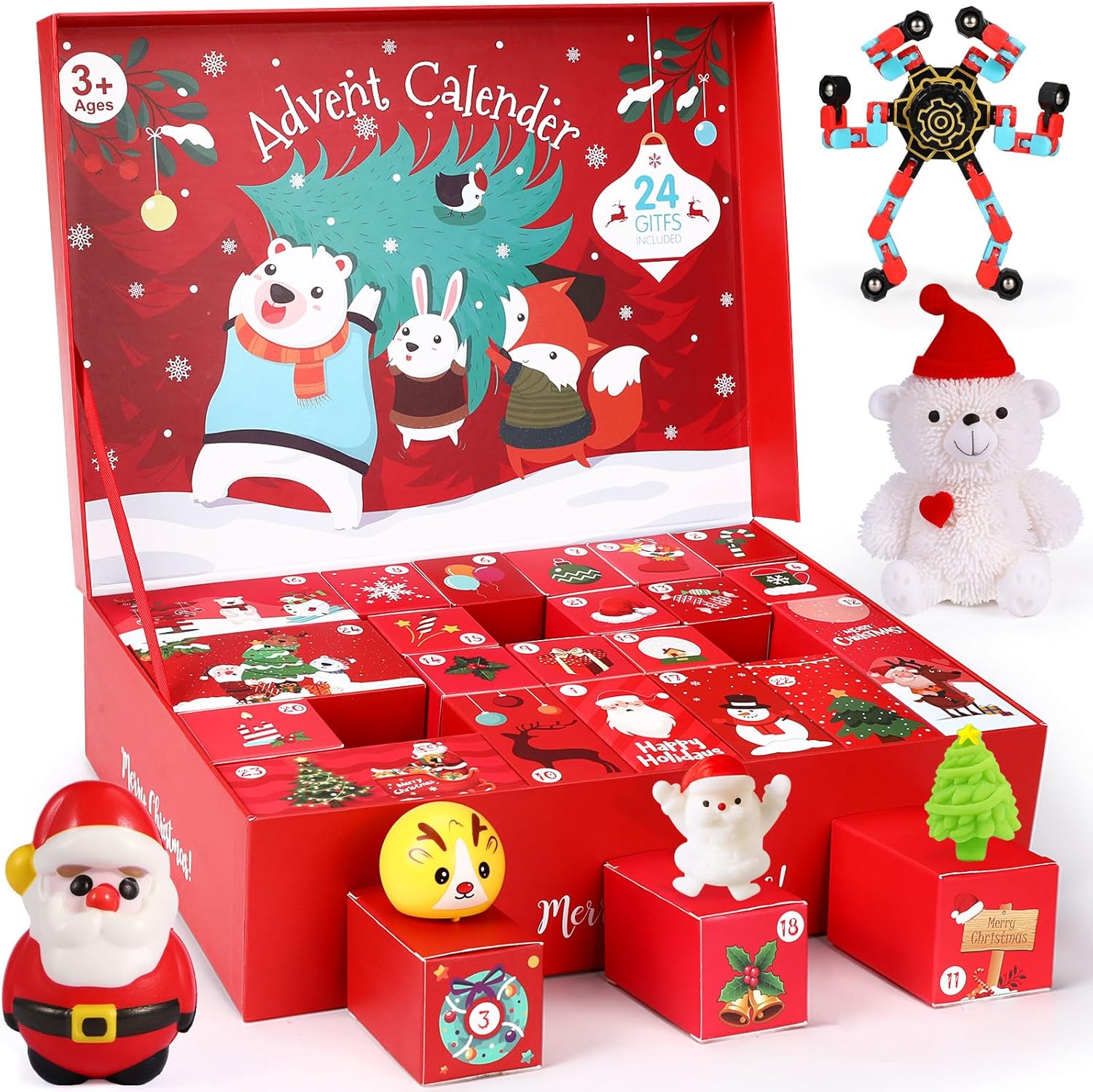 Advent Calendars - 57Pcs Fidget Advent Calendar 2023 for Kids Adults Christmas Countdown Calendar with Reusable 24 Days Surprises Sensory Fidget Toys Christmas Advent Calendar 2023 for Girls Boys Teens Xmas Gifts Box
