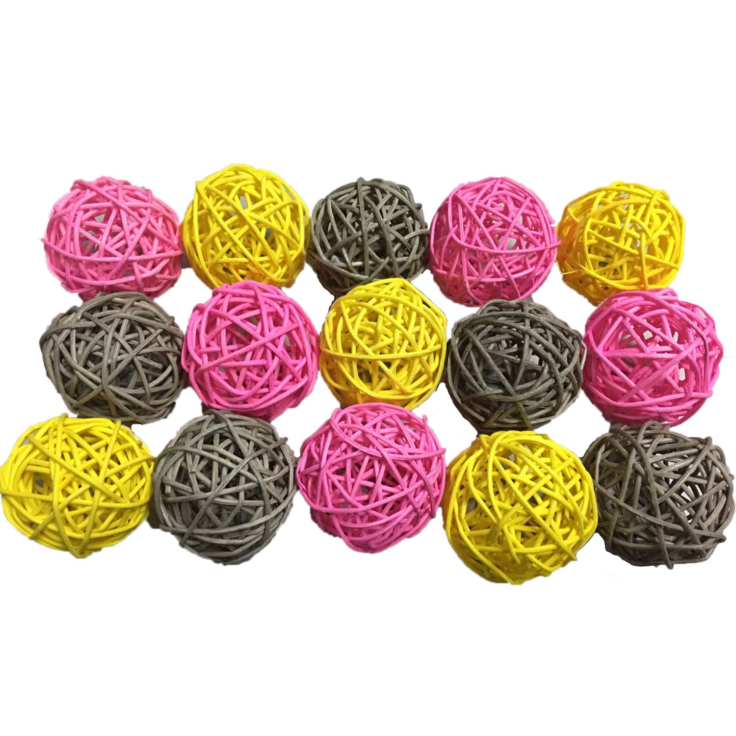 15pcs Mixed Pink Yellow Grey Decorative Wicker Rattan Ball Wedding