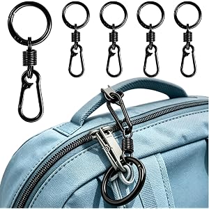5-Pack Zipper Clips Anti Theft, Double Opening Spring Carabiner Locks for Backpack Purse Luggage, Zinc Alloy Security Clips (