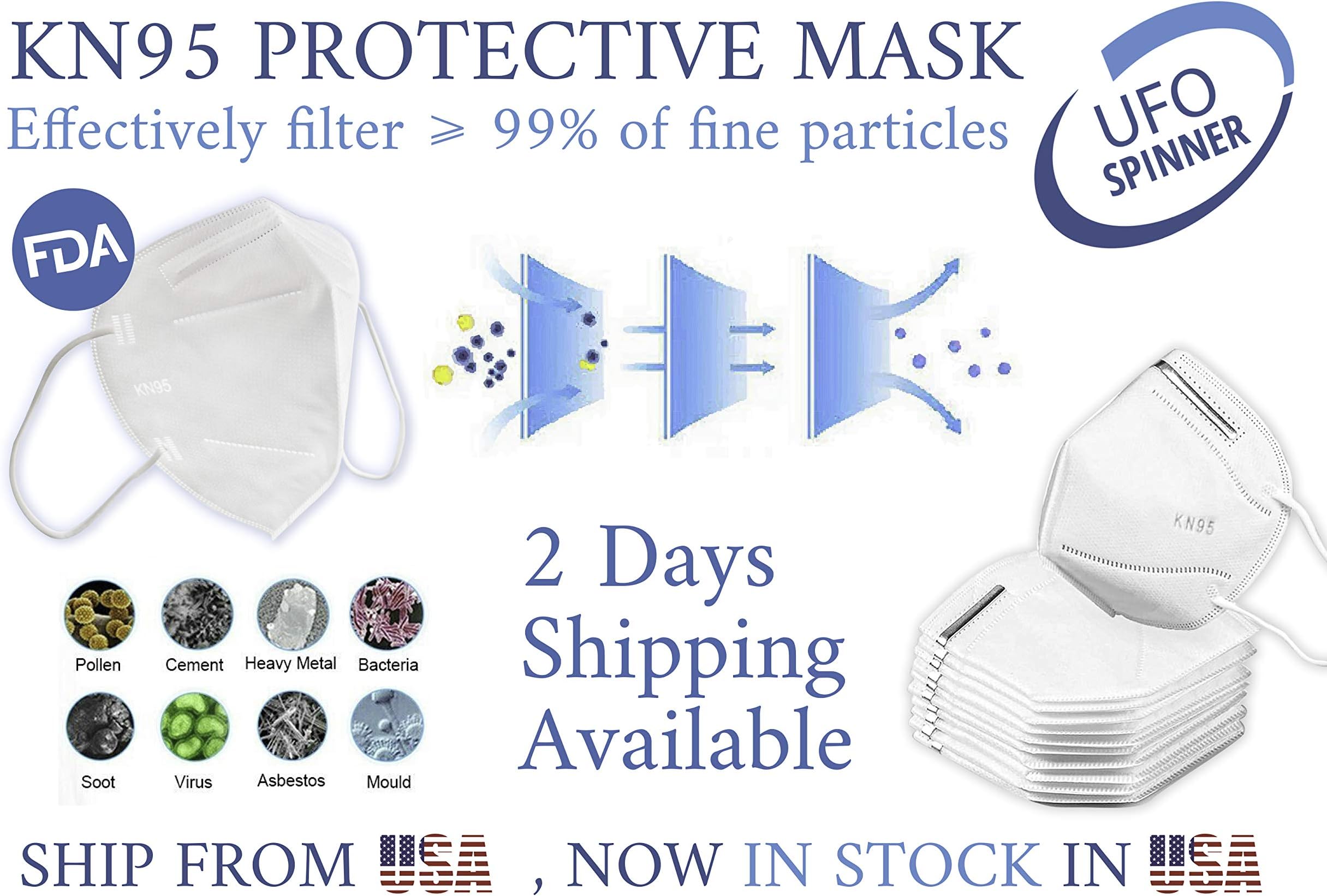 3 pcs KN95 N95 disposãble respirâtòrs mâsk multi-layer structure protection filtering particles such as vìrûses, PM 2.5 pollution, wildfires and volcanic eruptions