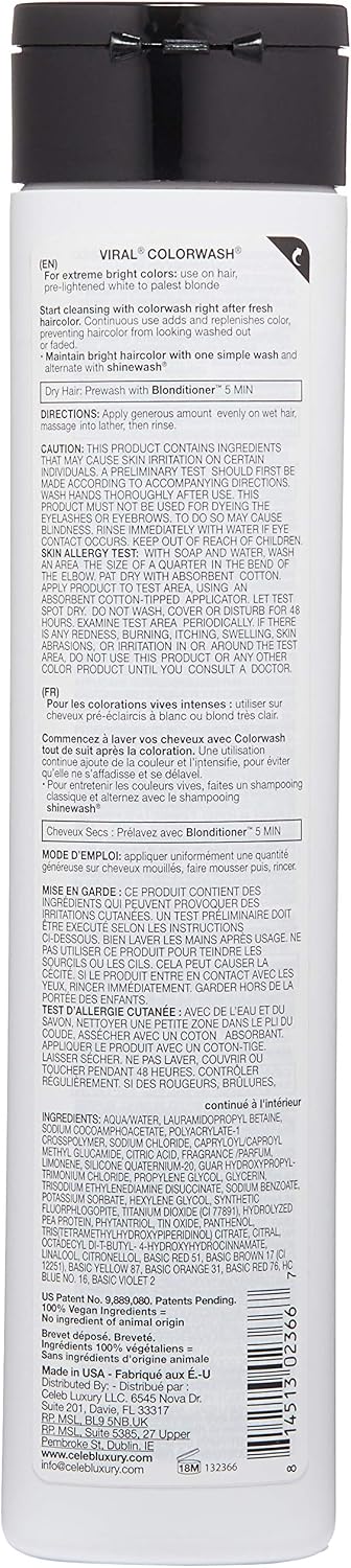 Celeb Luxury Viral Semi Permanent Colorwash Shampoo - Extreme Yellow 240ml, 240 ml (Pack of 1) - Image 3