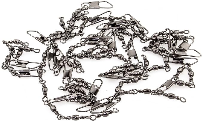 Balzer Dreifach-Wirbel Sbirolinowirbel Forellenwirbel mit Karabiner 6kg 25 Stück Set