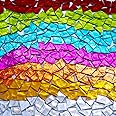 LITMIND 1.1LB Mixed Colors Irregular Glass Mosaic Tiles for Crafts - Pre-Cut Assorted Colors & Shapes Mosaic Glass Pieces - Ideal for Mosaic Art, Puzzles, and Cutting Projects