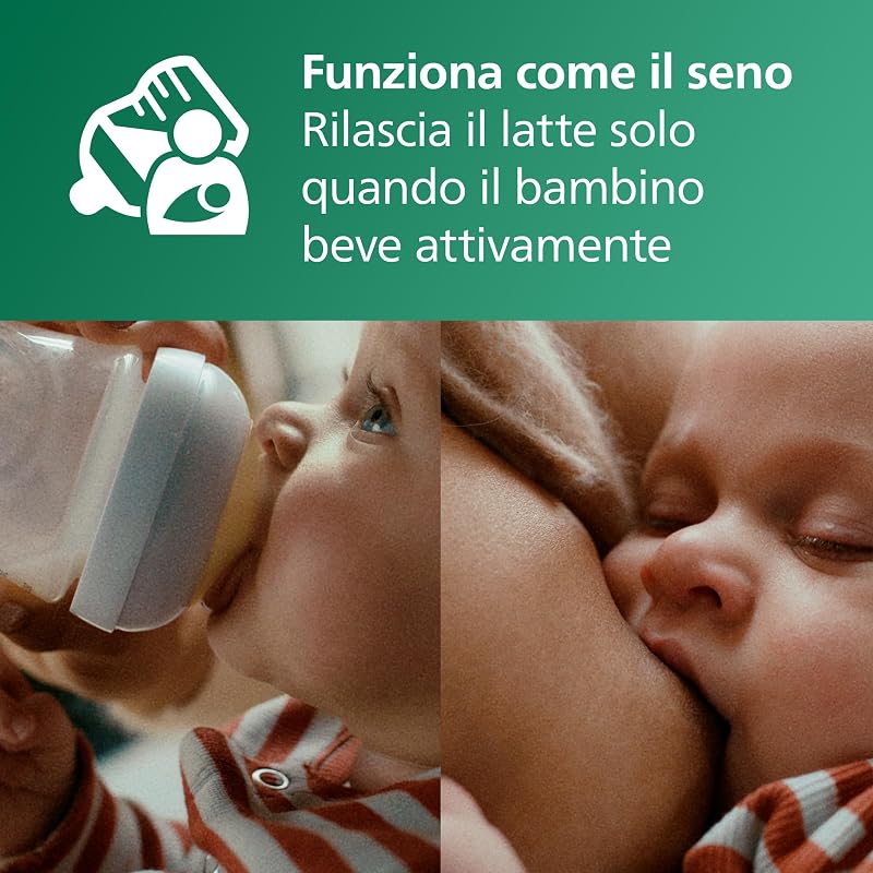 Avent Natural Response set regalo in vetro con 3 biberon da 120 ml e 2 da 240 ml, 2 ciucci Philips Avent ultra soft 0-6 mesi, spazzola per biberon, senza BPA (modello SCD879/11)