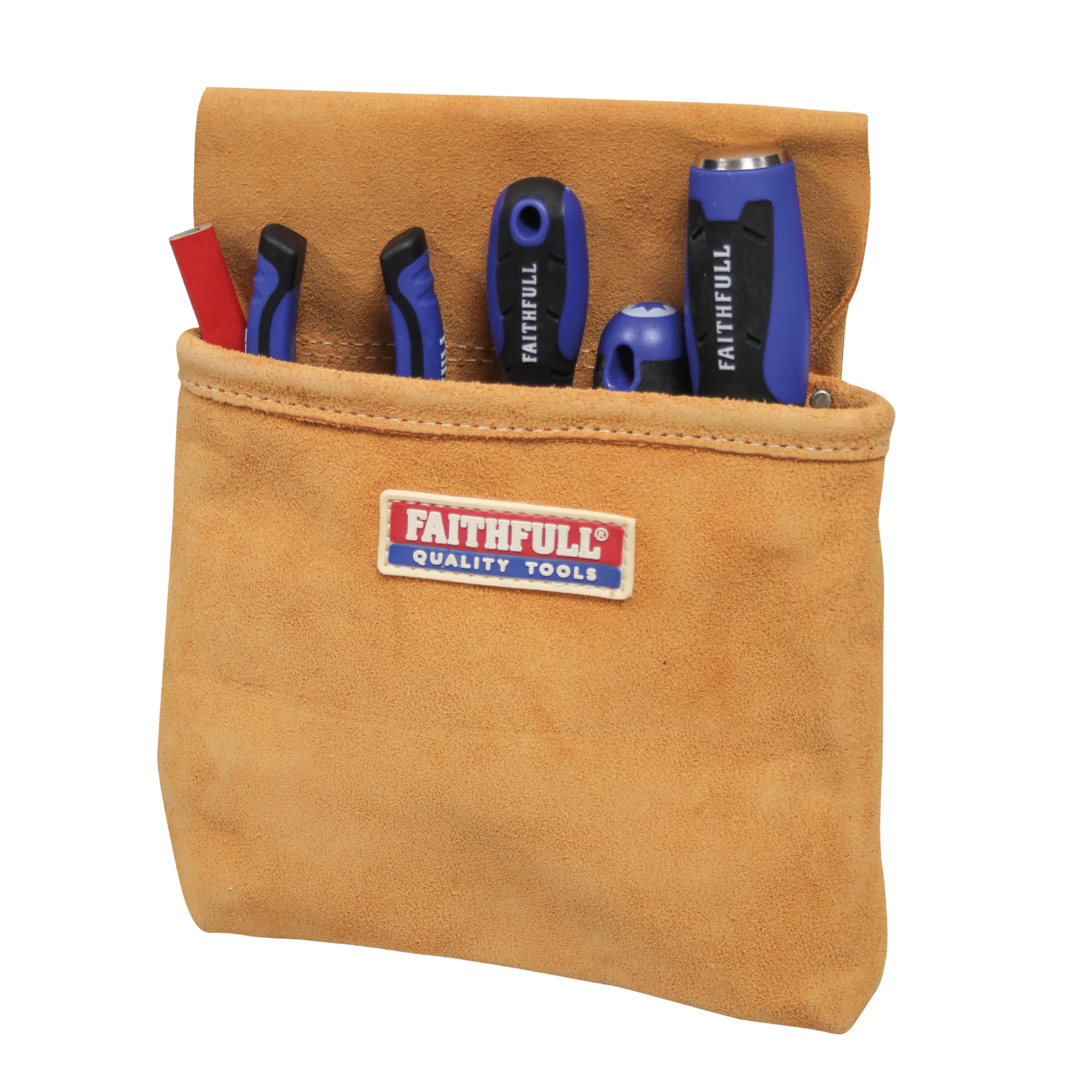 Faithfull Single Pocket Nail Pouch – Tool Pouch Looped for Separate Belt for Carpenters, Roofers & Joiners – Tan