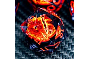ARUOHHA DND Resin Dice Gazes Eye Dice Liquid Core Flaming RPG Sharp Edged Dice Set with Gift Box, Polyhedral D and D Dice Set Compatible with Dungeons Dragons Role Playing Game D20 D12 D10 D8 D6