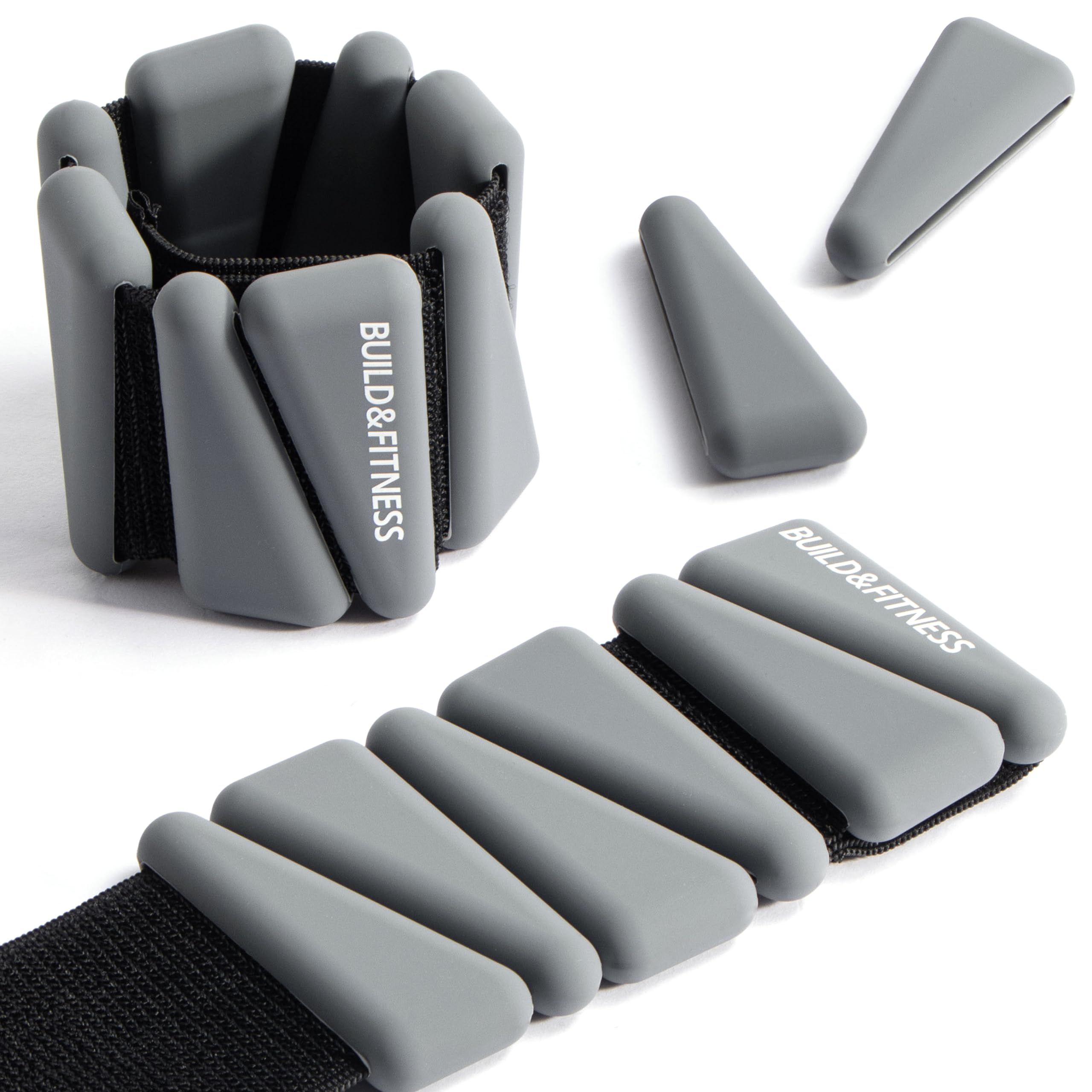 Wrist & Ankle Weights, Adjustable Bands for Women & Men Workouts, Set of 2 (1lb & 2lb each / 1kg & 2kg total). Running, Jogging, Walking, Yoga, Dance, Pilates, Aerobics, Strength Training (grey, 2lb)