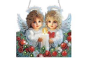 NEWENMO Kits de peinture diamant pour adultes, anges au paradis, kits d'art diamant 5D à faire soi-même, décoration de fenêtr