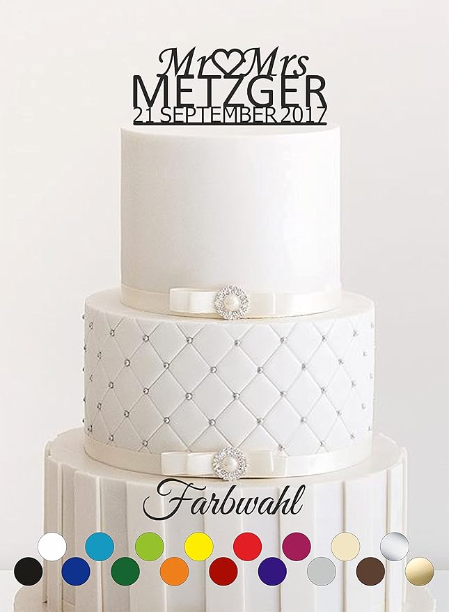 Cake Topper, Tortenstecker, Tortefigur Acryl, Tortenständer - Farbwahl - Etagere Hochzeit Hochzeitstorte