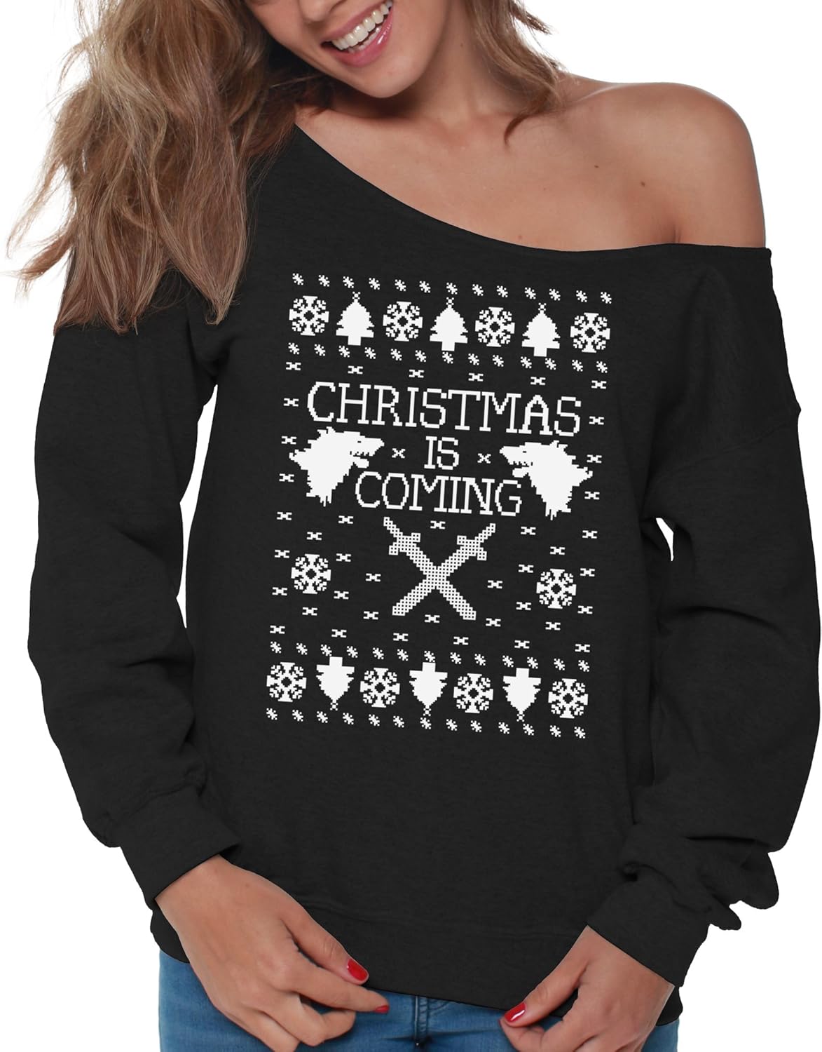 Off shoulder ugly christmas sweater Clearance