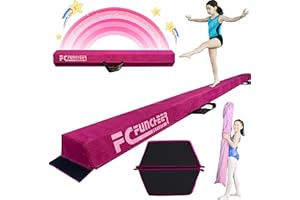 FC FUNCHEER 6FT/9FT Folding Balance Beam for Kids ages 3-15- Foldable Gymnastics Floor Beam,Anti-Slip ,Carrying Bag, Faux Suede Covered,EVA foam,Gymnastics Equipment for Kids Training At Home,School,Gym Center